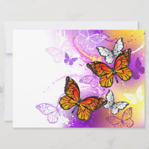 Monarch Butterflies on Purple Background Announcement