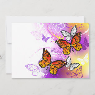 Monarch Butterflies on Purple Background Announcement