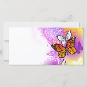 Monarch Butterflies on Purple Background Announcement