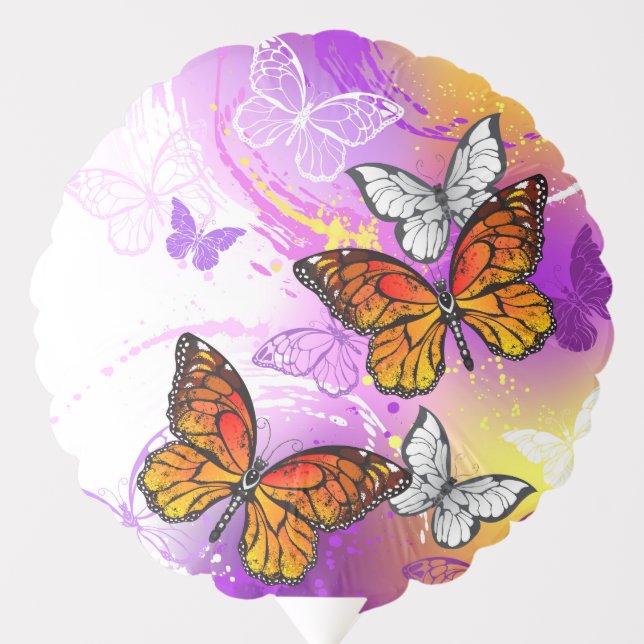 Monarch Butterflies on Purple Background Balloon (Front)