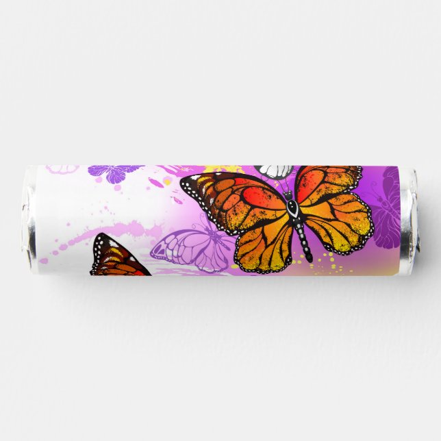 Monarch Butterflies on Purple Background Breath Savers® Mints (Front)