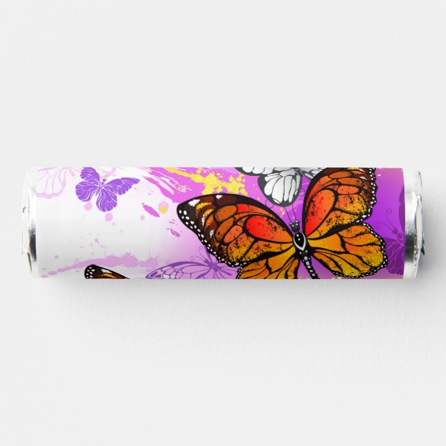 Monarch Butterflies on Purple Background Breath Savers® Mints (Front)