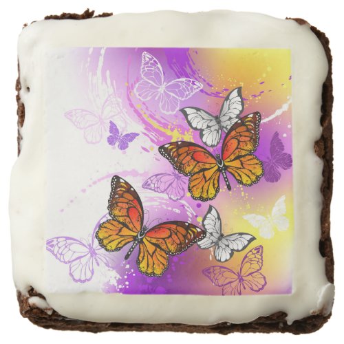 Monarch Butterflies on Purple Background Brownie