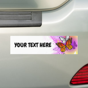 Monarch Butterflies on Purple Background Bumper Sticker