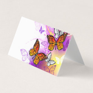 Monarch Butterflies on Purple Background Business Card