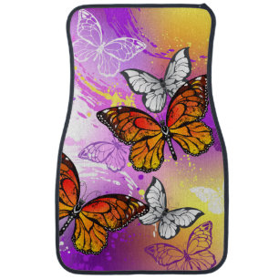 Monarch Butterflies on Purple Background Car Floor Mat