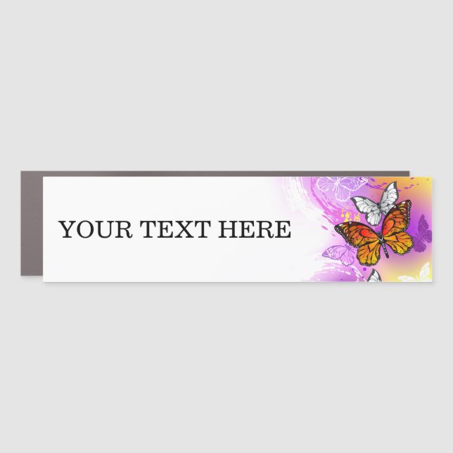 Monarch Butterflies on Purple Background Car Magnet (Front)