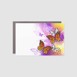 Monarch Butterflies on Purple Background Car Magnet