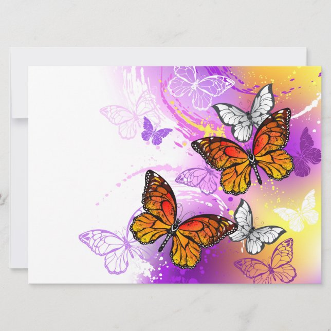 Monarch Butterflies on Purple Background Card (Front)