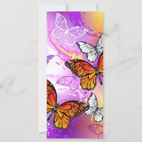 Monarch Butterflies on Purple Background Card