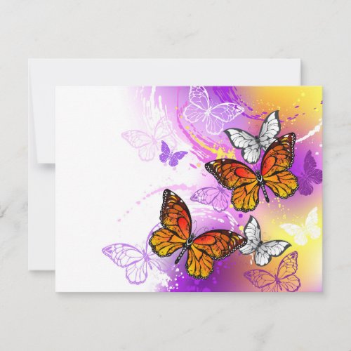 Monarch Butterflies on Purple Background Card