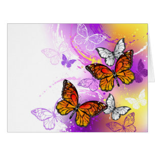 Monarch Butterflies on Purple Background Cards