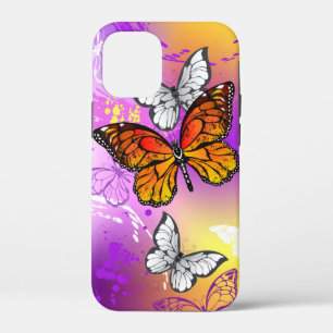Monarch Butterflies on Purple Background iPhone 12 Mini Case