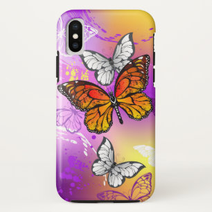 Monarch Butterflies on Purple Background iPhone X Case