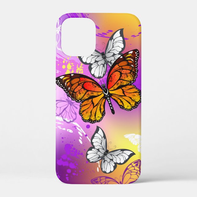 Monarch Butterflies on Purple Background Case-Mate iPhone Case (Back)