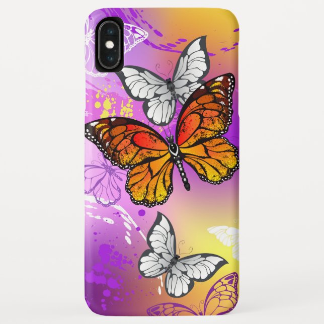 Monarch Butterflies on Purple Background Case-Mate iPhone Case (Back)