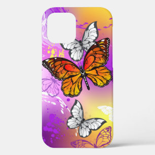 Monarch Butterflies on Purple Background iPhone 12 Case