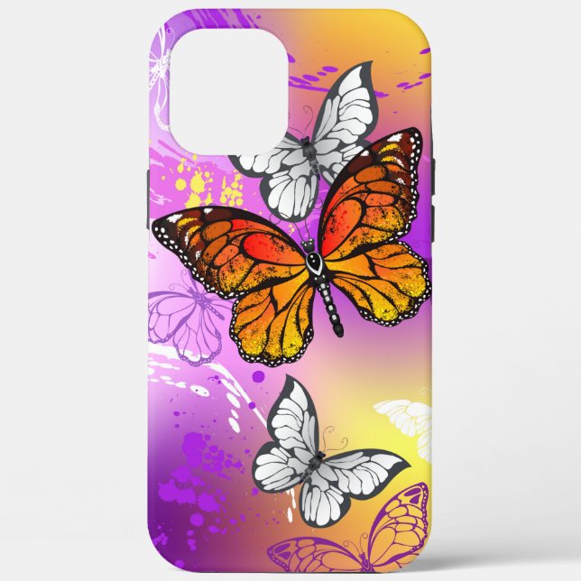 Monarch Butterflies on Purple Background Case-Mate iPhone Case (Back)