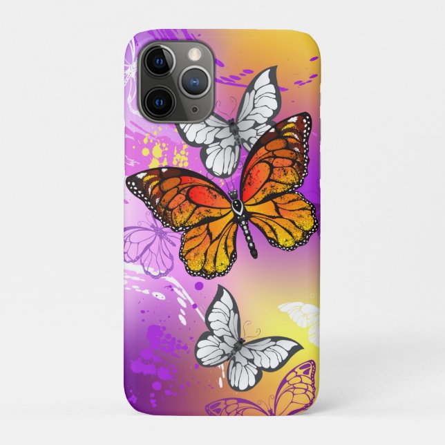 Monarch Butterflies on Purple Background Case-Mate iPhone Case (Back)