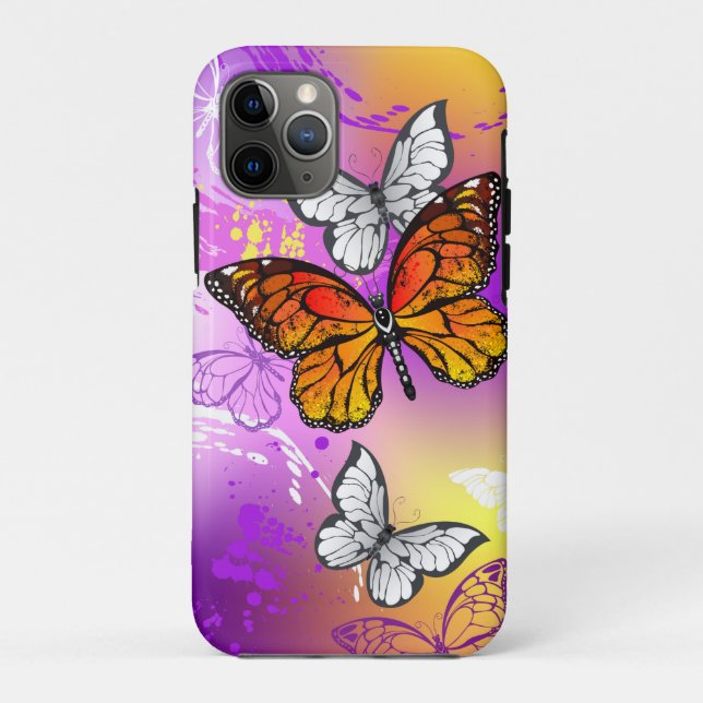 Monarch Butterflies on Purple Background Case-Mate iPhone Case (Back)