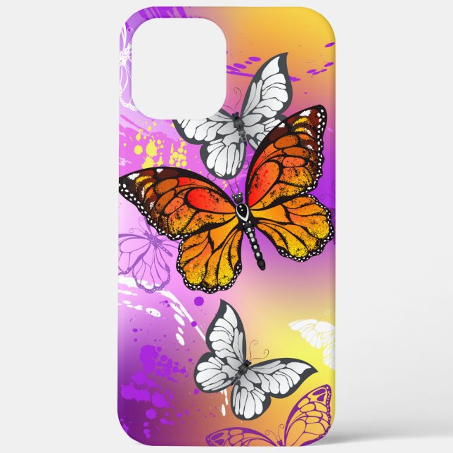 Monarch Butterflies on Purple Background Case-Mate iPhone Case (Back)