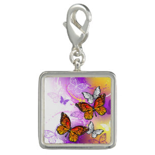 Monarch Butterflies on Purple Background Charm