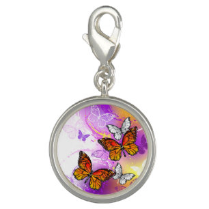Monarch Butterflies on Purple Background Charm