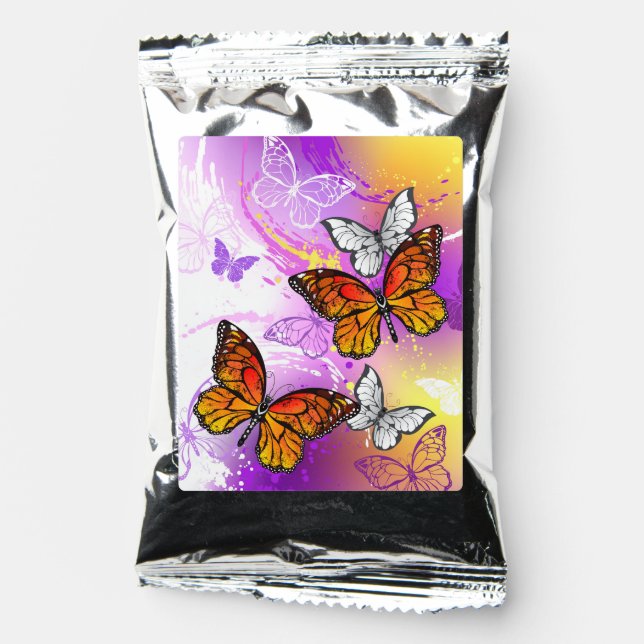 Monarch Butterflies on Purple Background Coffee Drink Mix (Front)