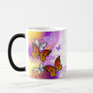 Monarch Butterflies on Purple Background Color Morph Mug