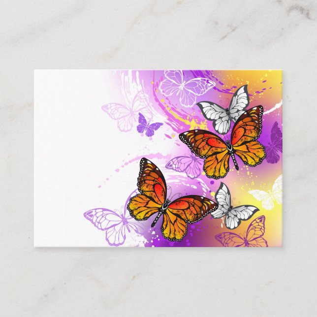 Monarch Butterflies on Purple Background Discount Card (Front)