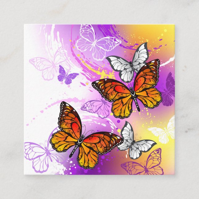 Monarch Butterflies on Purple Background Discount Card (Front)
