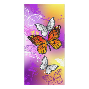 Monarch Butterflies on Purple Background Door Sign
