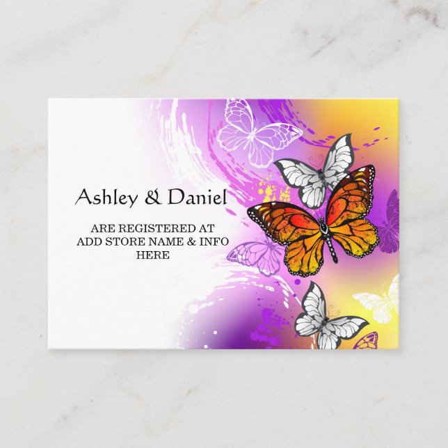 Monarch Butterflies on Purple Background Enclosure Card (Front)