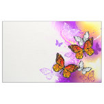 Monarch Butterflies on Purple Background Fabric