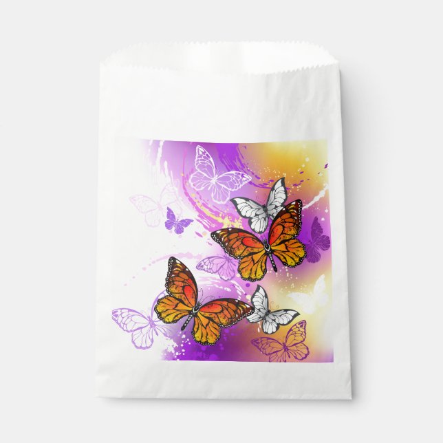Monarch Butterflies on Purple Background Favor Bag (Front)