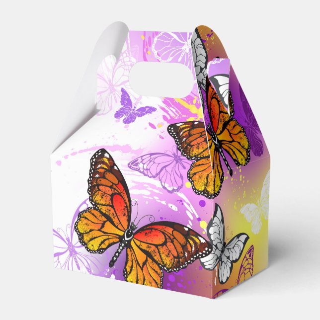 Monarch Butterflies on Purple Background Favor Boxes (Front Side)
