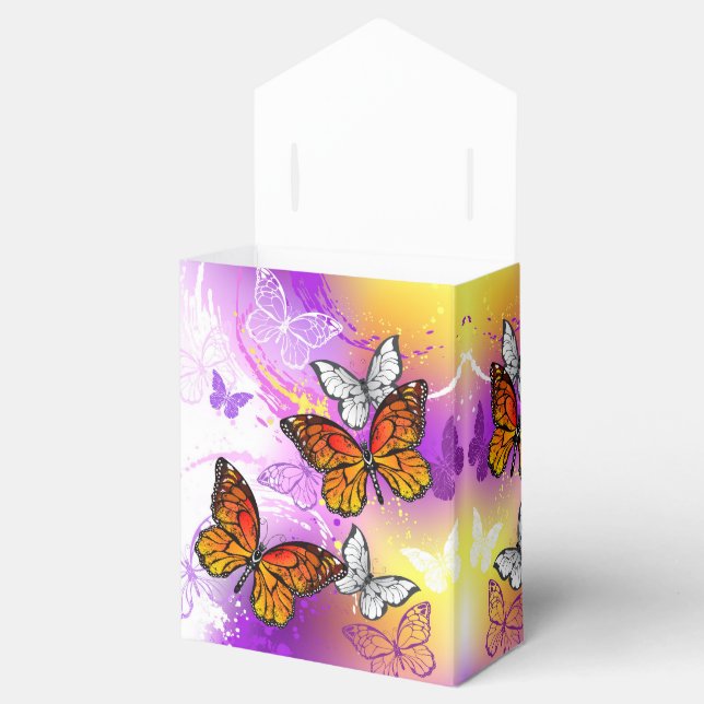 Monarch Butterflies on Purple Background Favor Boxes (Opened)