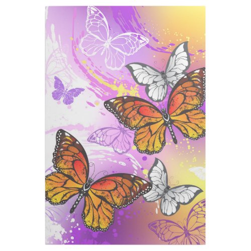 Monarch Butterflies on Purple Background Gallery Wrap