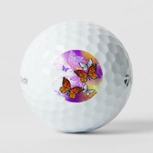 Monarch Butterflies on Purple Background Golf Balls