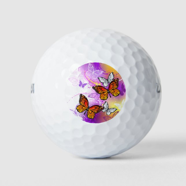 Monarch Butterflies on Purple Background Golf Balls (Front)