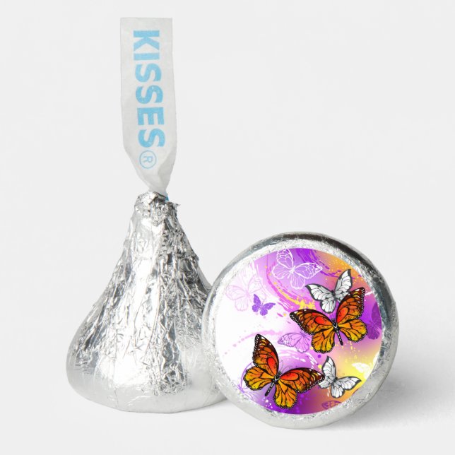 Monarch Butterflies on Purple Background Hershey®'s Kisses® (Front)