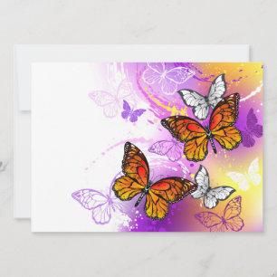 Monarch Butterflies on Purple Background Holiday Card