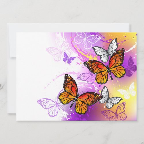 Monarch Butterflies on Purple Background Holiday Card