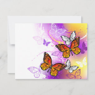 Monarch Butterflies on Purple Background Holiday Card