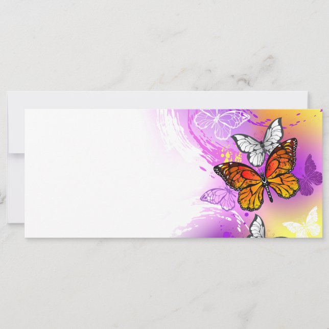 Monarch Butterflies on Purple Background Holiday Card (Front)