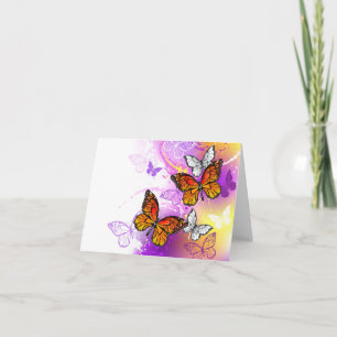 Monarch Butterflies on Purple Background Holiday Card