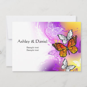 Monarch Butterflies on Purple Background Invitation