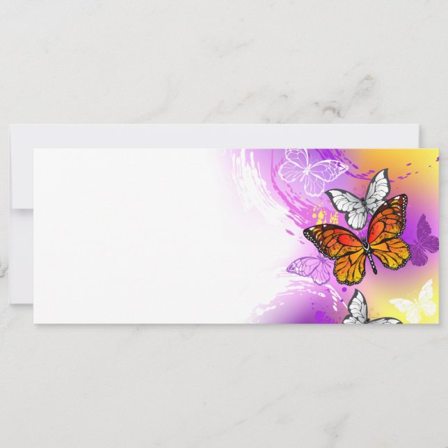 Monarch Butterflies on Purple Background Invitation (Front)