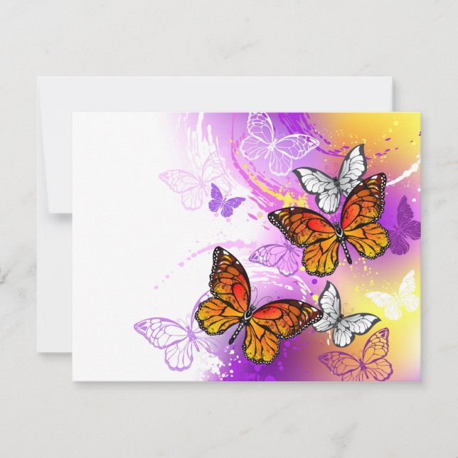 Monarch Butterflies on Purple Background Invitation (Front)
