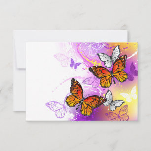Monarch Butterflies on Purple Background Invitation